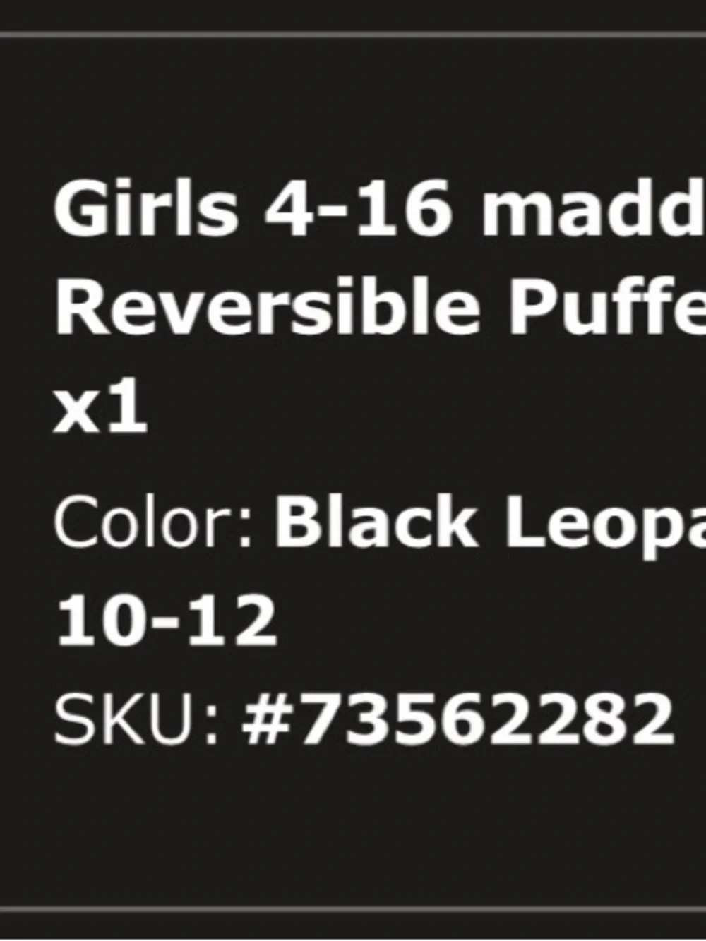 Madden Girl Black Puffer Jacket with Leopard Faux-Fur Lining